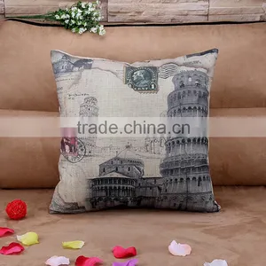 2015 Europeanism Leaning Tower Pisa Cotton and Linen Hold Pillow Sofa Cushion Cover Home Furnishing Hold Pillow thumbnail-4