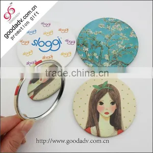 Size 58/75mm Tin Mirror OEM Promotion Beautiful Cosmetic Mirror thumbnail-1