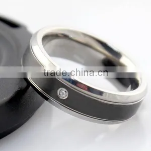 IP Black Plating Highly Polished Titanium Steel Diamond Couple Rings thumbnail-4