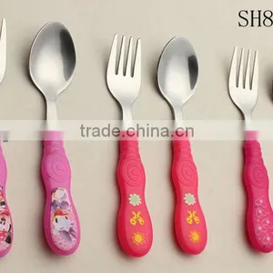 Stainless Steel Plastic Handle Children Cutlery Set thumbnail-1