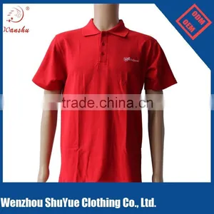 Custom Red Color Polo t Shirt With Your Own Logo ,one Color Logo t Shirt thumbnail-1