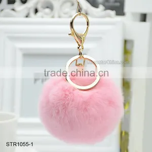 20 Colors 8cm Genuine Rex Rabbit Fur Ball Pom Pom Keychain Fur Ball Keychain thumbnail-2