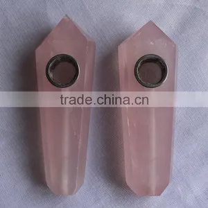 New Arrived Rose Quartz Smoking Pipes Healing Crystal Stone thumbnail-1
