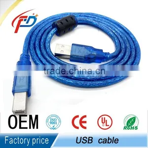 3m High Quality USB/USB2.0 Transparent Blue Print Cable AM to BM thumbnail-1