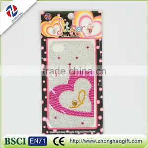 Love Heart Shape Crystal Strass Cell Phone Sticker thumbnail-3
