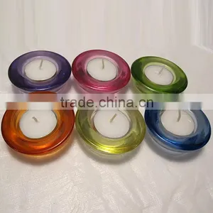 Natural Soy Scented Tea Light Candle in Colorful Glass Holder thumbnail-1