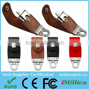 100% Original Promotion Keyring Style Corporate Gift Button Leather Usb Flash Drive thumbnail-1