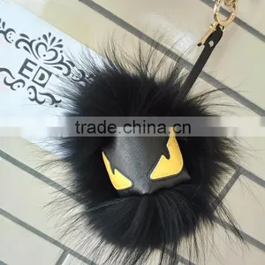 Real Fur Monster Pom Pom Fur Balls Doll Ball Pom Pom Keychain thumbnail-3