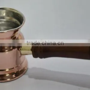 Ibrik / Coffee Pot in Brass & Copper With Wooden Handle thumbnail-1
