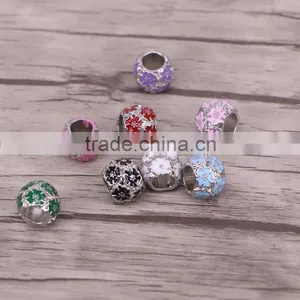 Big Hole Loose Beads Mix Color Enamel Flower Fits European Bracelets Bangles Necklace thumbnail-2
