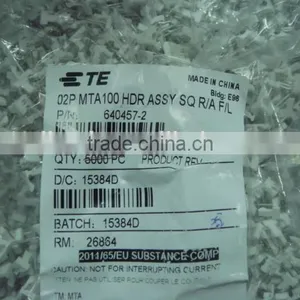 2.54mm Pitch PCB Wire to Board Connector TE 2P MAT100 HDR ASSY SQ Connector 640457-2 Right Angle Header 2 Pin Through Hole thumbnail-5
