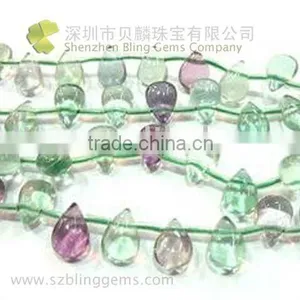 New Arrival High Fashon Semi Precious Stone Natural Rainbow Fluorite Teardrop Shape Beads 16" thumbnail-1