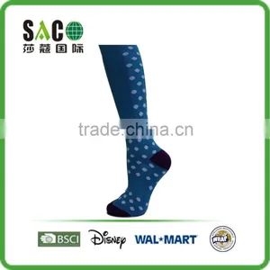 Fancy Yellow Cuff White Dots Blue Knee High Sports Socks thumbnail-3