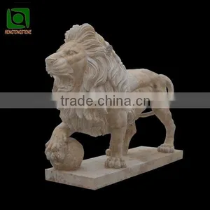 Gate Decoration Yellow Lion Marble Carving thumbnail-1