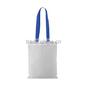 High Quality Portable Reusable White Shopping Bag With Colorful Handle thumbnail-3