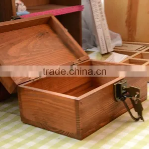 N535 Hot Sell Wooden Storage Box Effel Printing Retro Sundries Holder Box thumbnail-2