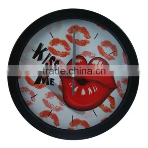 Large Round Super Silent Clock -KISS Lips thumbnail-1