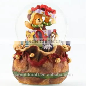 Resin Teddy Bear Music Box Musical Christmas Snow Globes thumbnail-1