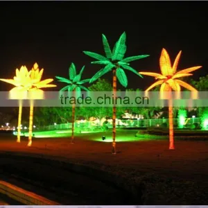 Home Garden Decorative 16.5ft Height Outdoor Artificial Green Flashing LED Solar Lighted up Date Palm Trees With Bark EDS06 1416 thumbnail-3