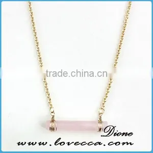HOT Selling~ Fashion Lapis Lazuli Stone Round Bar Shape Chain Necklace thumbnail-2