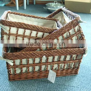 Light Coffe S/3 Antique Wicker Basket for Storage Very Popular in Europe thumbnail-1