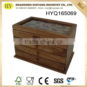 2016 China Supplier Decorative Wooden Jewellery Box on Desk Top Wholesale thumbnail-2