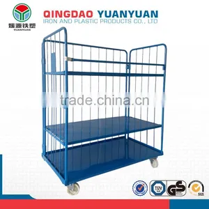 4 Wheels 3 Sided Logistics Container Pallet Flexible Roll Cage Folding Hand Trolley thumbnail-1
