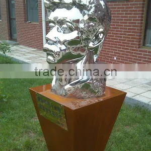 Stainless Steel Mirror Garden Items Chinese Luxun Statue Bust Decoration thumbnail-3
