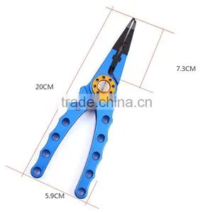 SFI0005 8'' Aluminum Bent Nose Stainless Steel Jaws Fishing Pliers Scissors Line Cutter Remove Hook Tackle Tool With Lanyard thumbnail-3