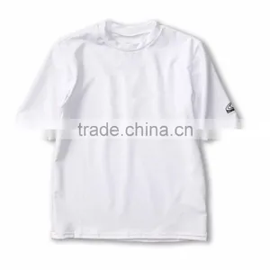 Wholesale OEM 89% Nylon 11% Elastane Little Kids Big Kids Short Sleeve Stretch Quick Drying Basic Crew Neck Skins Rash Guard Tee thumbnail-6