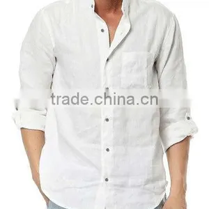 Long Sleeve Casual Linen Shirts White Men Shirt thumbnail-2
