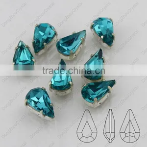 DZ-3018 Point Back Aquamarine Drop Crystal Stone for Dresses thumbnail-2