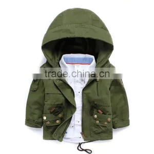 Wholesale High Quality 100% Cotton Olive Green Boys Winter Outfit With Armband thumbnail-1