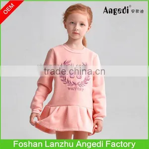 OEM Older Girls Long Sleeve Sweat Shirt Little Princess Embroidery Graphic Ruffle Hem Dress thumbnail-2