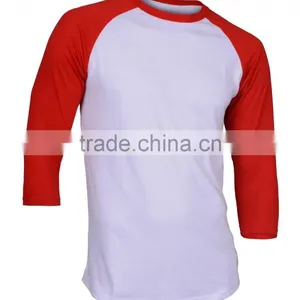 Soft Cotton Plain Baseball Tee Promotional,China Manufacturer Raglan 3/4 Sleeve t Shirts Custom Made Wholesale thumbnail-1