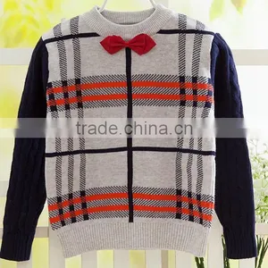 European Western Style Cool Tartan Plaid Woolen Sweater for Kids thumbnail-2
