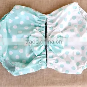 Cute Baby Cotton Bloomer Pure Color Diaper Cover With Bowknot Headband for Infants thumbnail-2