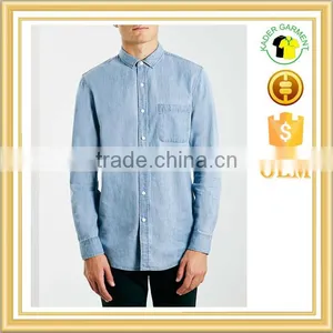 Man Jean Solid Color Shirt Slim Fit Shirt thumbnail-1