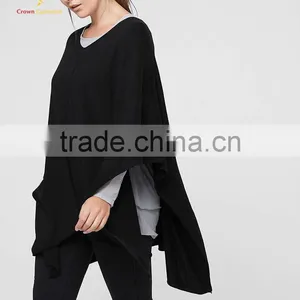 Fashion Knitted Pattern Cashmere Poncho Wraps Sweater Design thumbnail-4