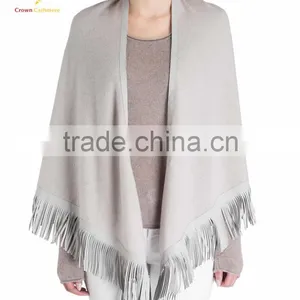 Ladies Cashmere 100% Merino Wool Cashmere Poncho Shawl With Tassel thumbnail-2