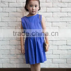 COOL KID ZONE 2016 Sleeveless Modern Cotton Linen Breathable Children Summer Girls Linen Dress thumbnail-1