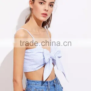 CUTE Self Bow Blue Top, Ladies Newest Design Tank Top thumbnail-5