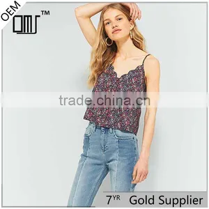 Pins & Needles Loose Fit Button Floral Printed Scallop Edges Cami Strappy Tanks thumbnail-1