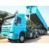 Yellow 3 Axles Low Bed Semi Trailer Trucks / 20T 30T Manual Truck Trailer Howo thumbnail-1