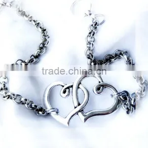Double Heart Simple Silver Chain Anklet Beach Anklets For Women Foot Jewelry thumbnail-2