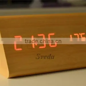 (Crazy Hot Selling)Wholesale Digital Wooden LED Alarm Clock,Wooden Table Clock,sound Control Alarm Clock,Triangle Wooden Clock thumbnail-6