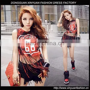 Custom Ladies Sleeveless Sports Wear Sexy Tank Tops Clubwear For Women Tassels For Garments thumbnail-1