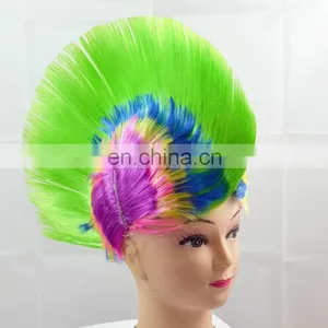Green Mohawk Punk Kids Fancy Dress Wig Adults Party Cosplay Stag Do Novelty Wigs FW2162 thumbnail-1