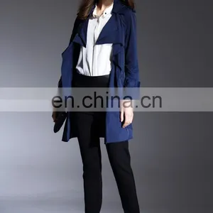 OEM/ODM Fashion Women Trun Down Collare Long Sleeves Formal Wind Coat thumbnail-4