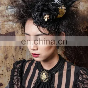 Steampunk Gothic Blouse With Jabot and Octopus Brooch thumbnail-4
